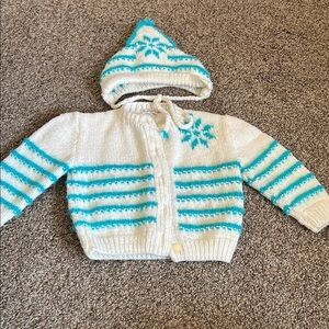 Vintage Knitted Baby Sweater and Hat